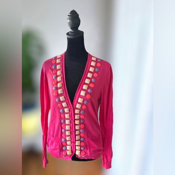 Moschino Cheap and Chic Y2K Pink Embellished Cardigan size 8 - Picture 7 of 16